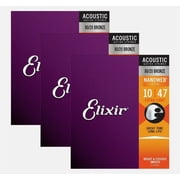 3 Pack! Elixir Extra Light 10-47 Acoustic 80/20 Bronze Strings Nanoweb 11002