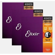 3-Pack! Elixir Light 12-53 Acoustic Phosphor Bronze Nanoweb 16052