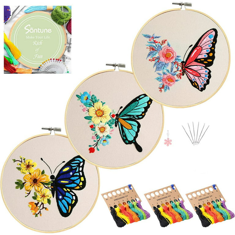 3 Pack Embroidery Kit for Beginners Adults Cross Stitch Kits for