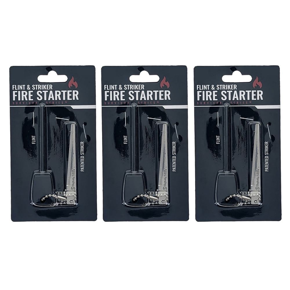 3 Pack Emergency Flint Fire Starter Striker Lighter Camping