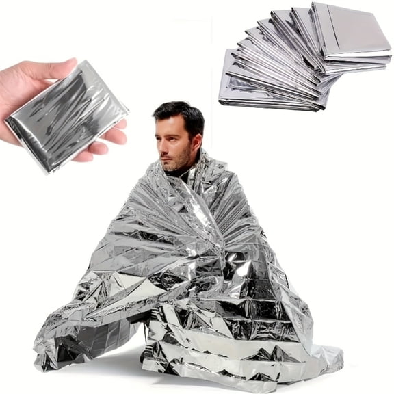 3 Pack Emergency Survival Blanket Survival Gear & Camping Supplies Thermal Blankets Reusable Mylar Blanket Space Blankets Emergency Supplies Car Emergency Bug Out Bag Foil