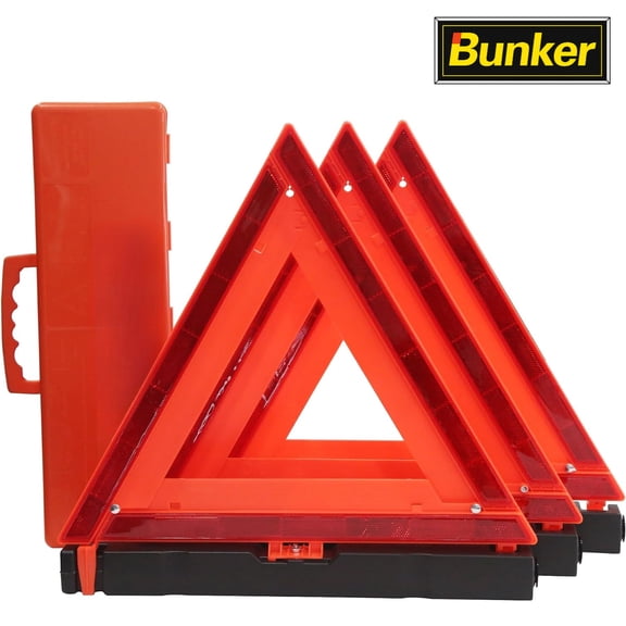 3 Pack Emergency Warning Triangles, DOT Approved Reflective Safety Triangles for Vehicles, Roadside Emergency Reflector Signs with Carry Case, for Cars, Trucks, RVs and Motorcycles