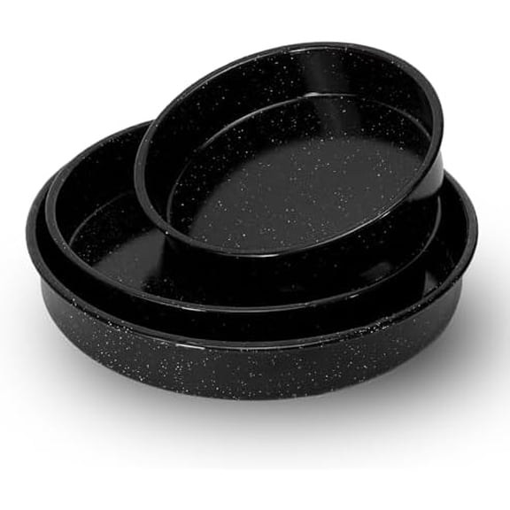 3-Pack Enamel Roasting Pan Set Round Deep Baking Pans Oven Trays10"/12"/14" Cake Pans High Performance Non-Toxic Pizza Pan Cookie Baking Sheets Oven Trays For Cooking Merry Christmas Gift