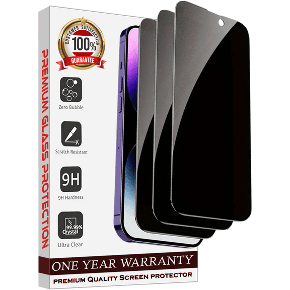 [ 3 Pack ] Entronix Anti-Spy Tempered Glass Screen Protector Designed For iPhone 16, Case Friendly Pack of 3 Privacy Screen Protector, Easy Installation