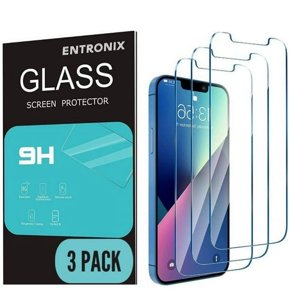 [3 Pack] Entronix Shield Protector for iPhone 13 Pro/iPhone 13, 6.1 Inch Tempered Glass Screen Protector, Anti-Scratch, Anti-Fingerprint, Bubble Free