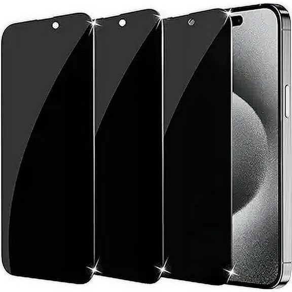 [3 Pack] Entronix Shield Protector for iPhone 15 Pro, 6.1 Inch Anti Spy Privacy Tempered Glass Screen Protector for iPhone 15 Pro, Anti-Scratch, Anti-Fingerprint, Bubble Free