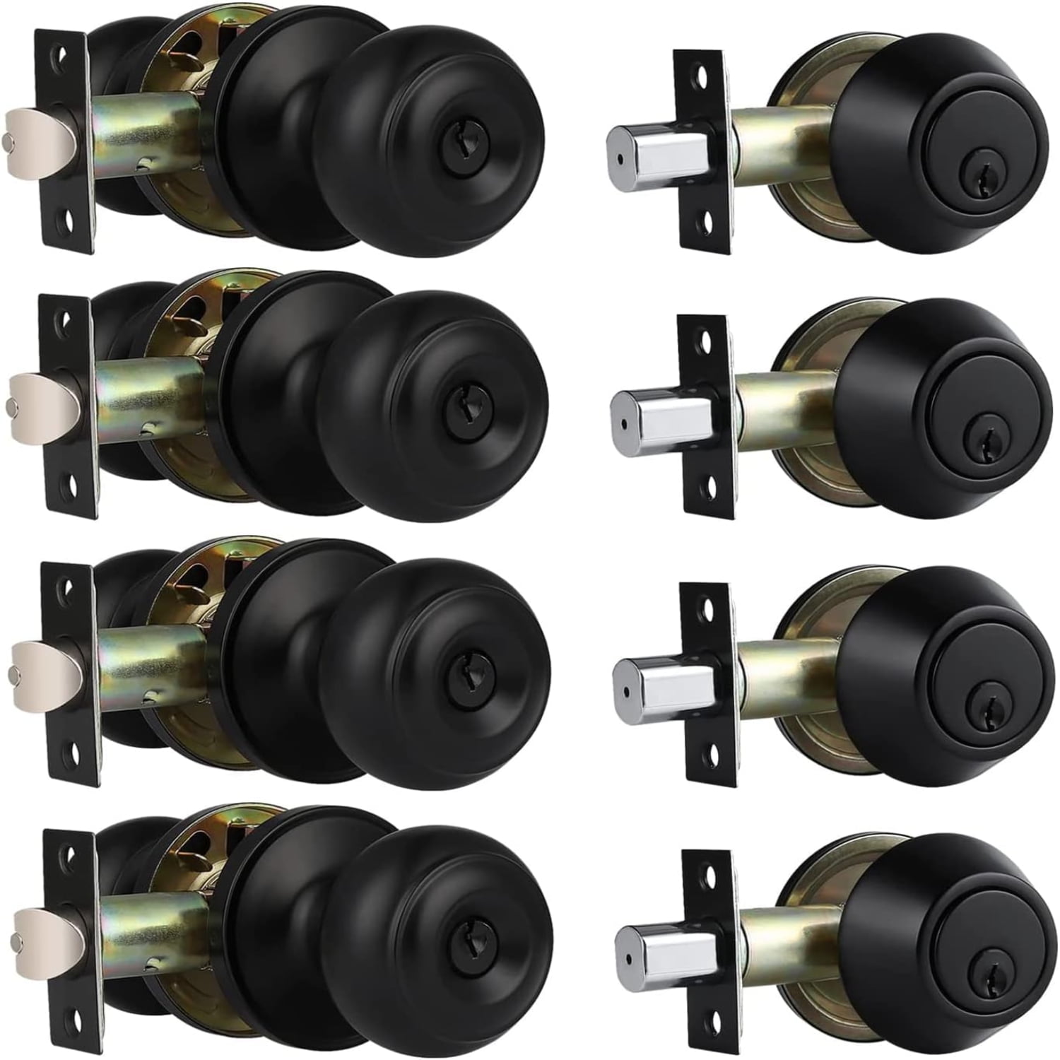 3 Pack Entry Door Knob and Deadbolt Set Keyed Alike Oil Rubbed Bronze
