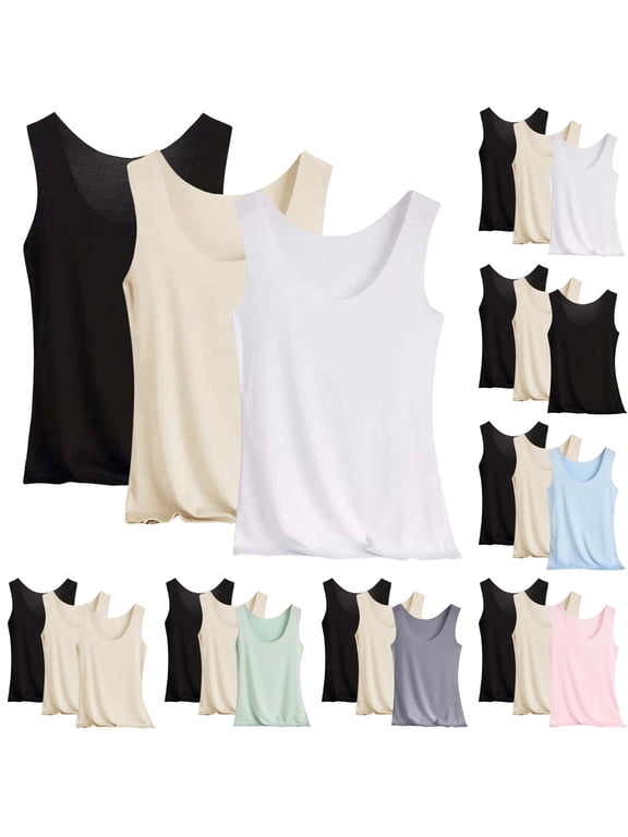 3-Pack Essential Seamless Tank Tops for Women, Milk Silk Quick-Dry Stretchy Breathable Athletic Sleeveless Undershirts Green XL
