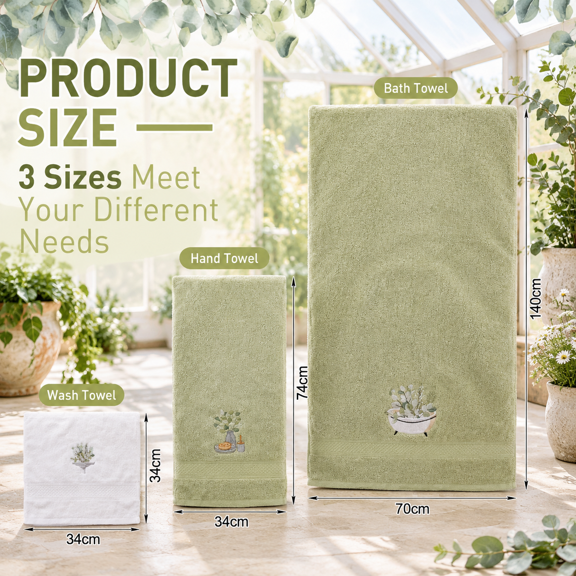 3 Pack Eucalyptleaves Decorative Bath Towel Set