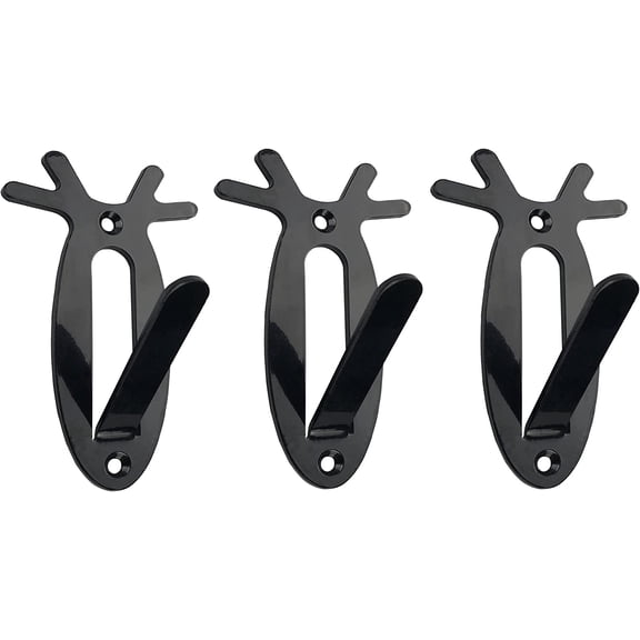3 Pack of European Skull Wall Mount Bracket Hangers for Deer, Antler Style, Mule Antelope Coyote and Small Game Animals -Easy Installation Kits - Suitable Indoor or Outdoor Use, Black