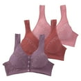thumbnail image 1 of 3 Pack Everyday Sleep Bras - Nature Cotton Soft Cup Wireless Front Snap Close Bras with Removable Pads of Women Plus Size, 1 of 6