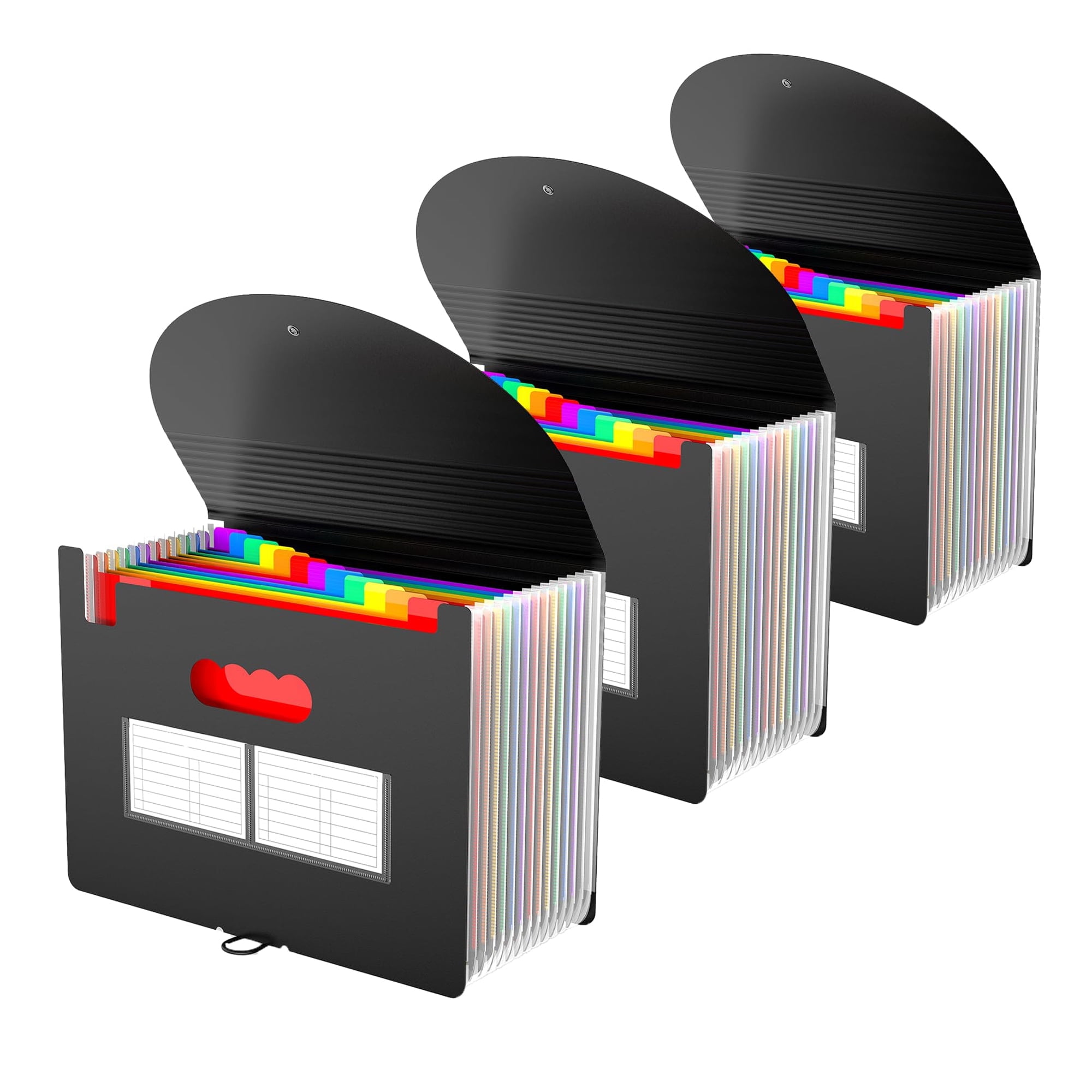 TIJITY 3 Packs Accordion File Organizer, Expanding File Folder, A4 Letter Size Portable Document Organizer with Colored Tabs Storage for Home Office