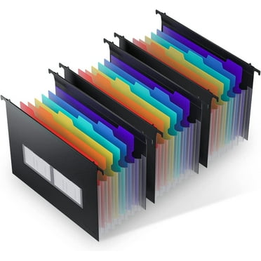 3 Pack Expanding Hanging File Folders, 7 Pockets Accordian File Organizer for Document Bill, Large Capacity, Multi-Color Tabs, Letter Size for Filing Cabinet