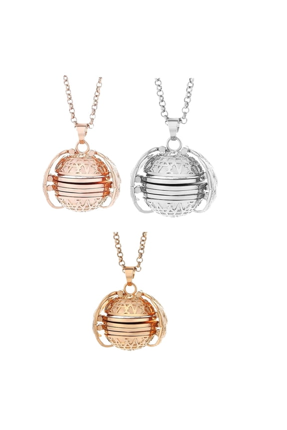 3 Pack Expanding Photo Locket Necklace, Stainless Steel Ball Pendant with Angel Wings, Folding 4 Picture Frame Memory Locket, 20in Chain Gift for Women Men