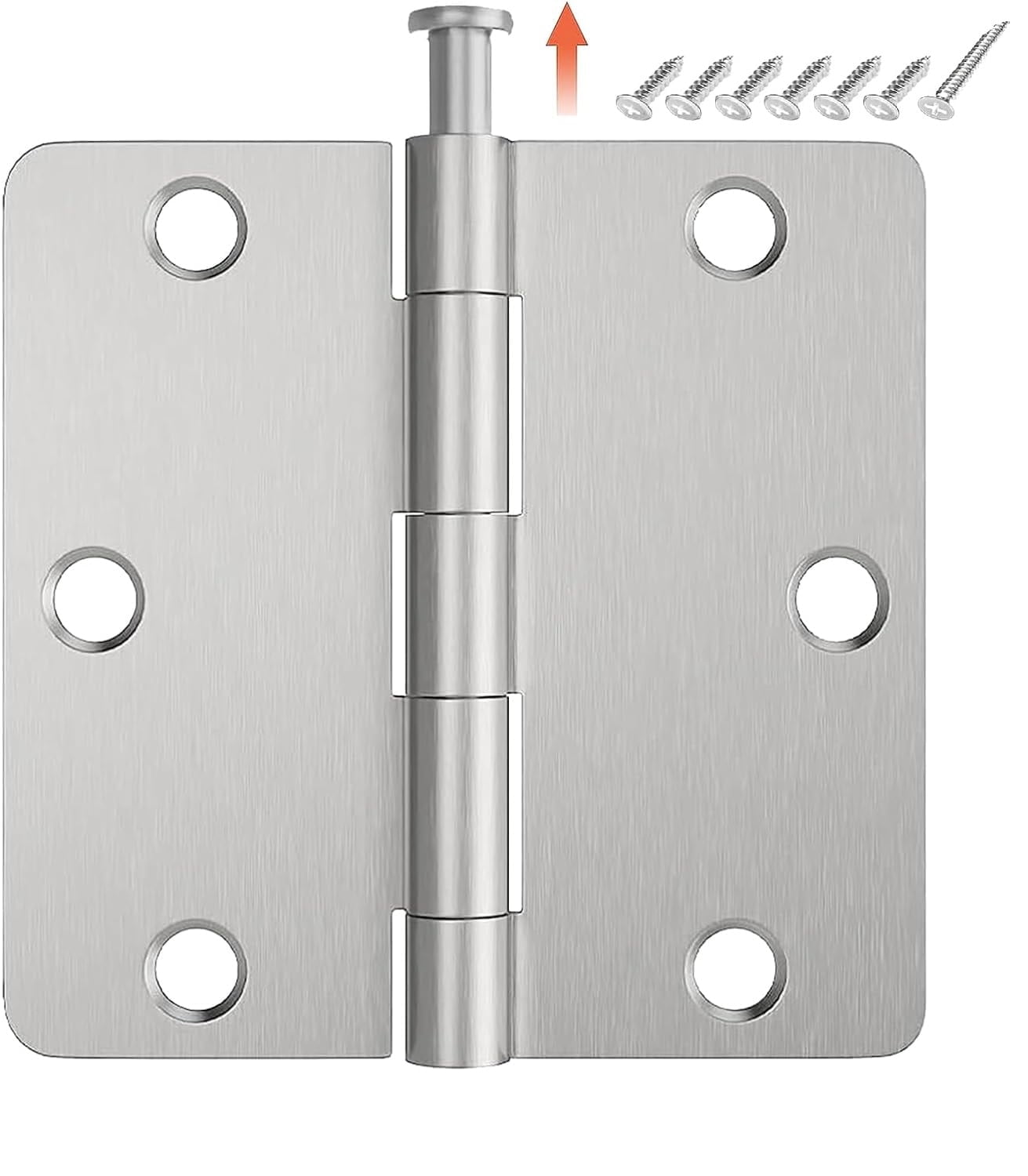 3 Pack Exterior Door Hinges, 3.5 Inch Rounded Door Hinges, 1/4 Radius