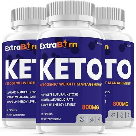 3 Pack Extra Burn Keto Pills, Advanced Ketogenic Formula 180 Capsules