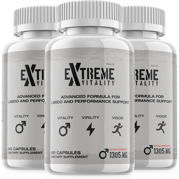 3 Pack Extreme Vitality Advanced Formula Performance Support Capsules Strength Men 180 Capsules