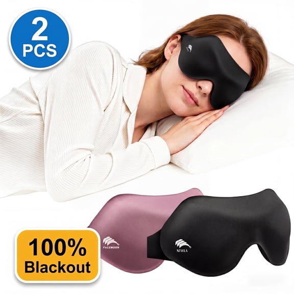 3 Pack Eye Masks for Sleeping: Full Light Blocking Sleep Mask - Soft 3D Contoured Fit with Zero Pressure Comfort for Women & Men