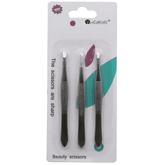 3 Pack Eyebrow Tweezer Set, Precision Grooming Tweezers with Assorted Tips for Shaping, Plucking, Defining Brows, Superior Control, Accuracy for Groomed Eyebrows, Silver