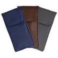 thumbnail image 1 of 3 Pack Eyeglass Case Top Closure, Slip In Eyeglass Case Soft Faux Leather For Large Glasses, Men, Leather - Blue, Brown, & Grey, 1 of 8