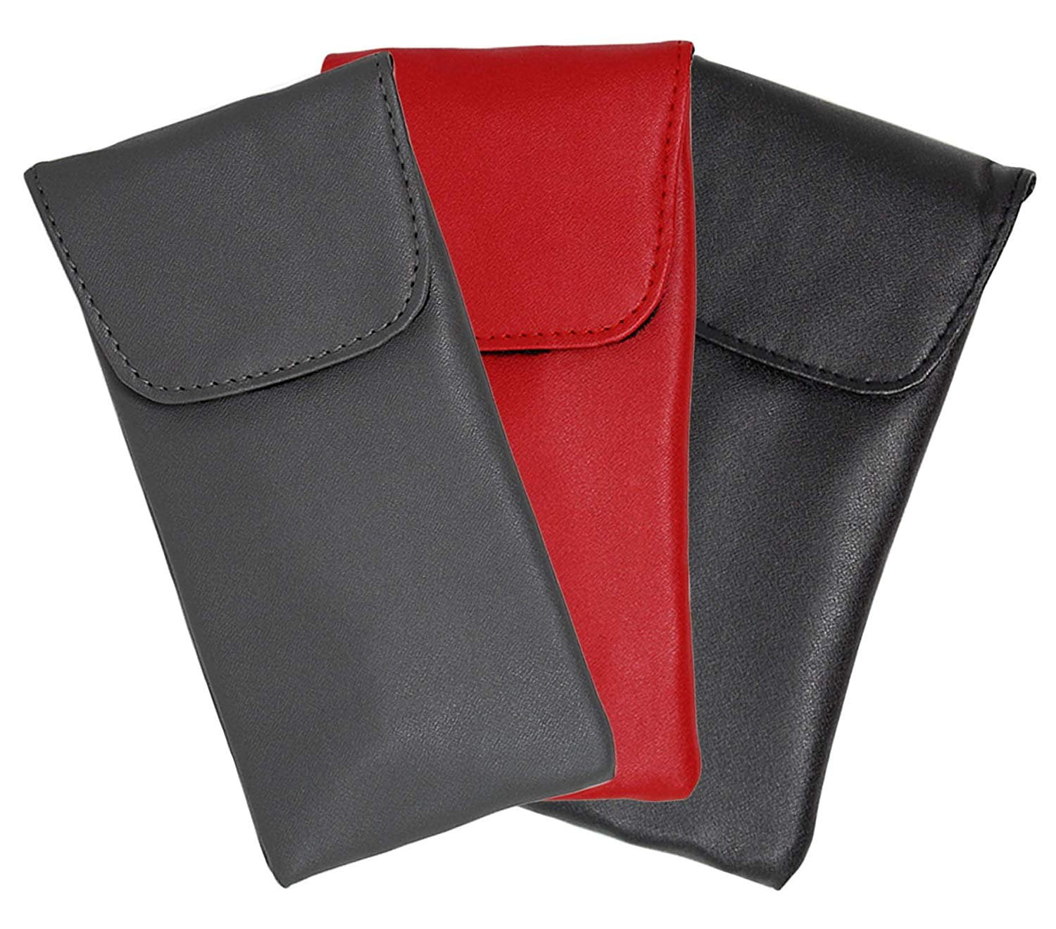 3 Pack Eyeglass Case Top Closure, Slip In Eyeglass Case Soft Faux