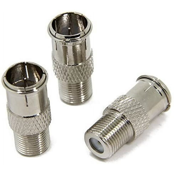 3-Pack F Type Quick Push on Adaptor for RVs and Camping TV Connection, F-Pin Push-on Male To Female Connector, Easy Connect and Disconnect