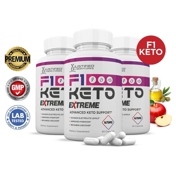 (3 Pack) F1 Keto ACV Extreme Pills 1675mg Alternative to Gummies Dietary Supplement 180 Capsules