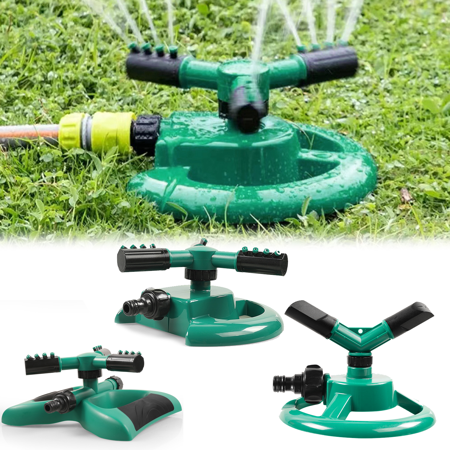 3 Pack FIEWESEY Lawn Sprinkler Automatic 360 Rotating Adjustable