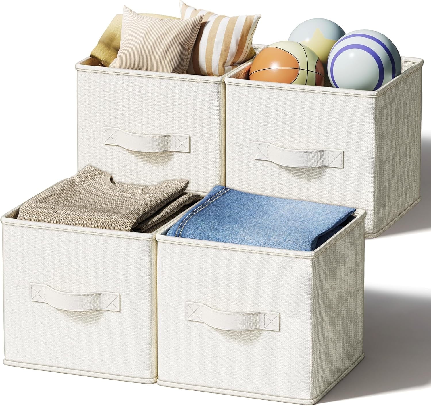 3 Pack Fabric Storage Bins for Shelves Closet Storage Bins Collapsible Closet Organizers for Clothes