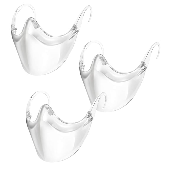 3 Pack Face Shield, Transparent Visible Expression Mouth Mask Lightweight Anti-Fog Clear Mask Plastic Reusable Washable Clear Face Shield for Men and Women