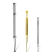 3 Pack Facial Reflexology Massage Tool Stainless Steel Manual Acupuncture Pen Retractable Acupuncture Pen, Stainless Steel Double Headed Spring Loaded Ear and Body Point Probe Pen Gold&Silver