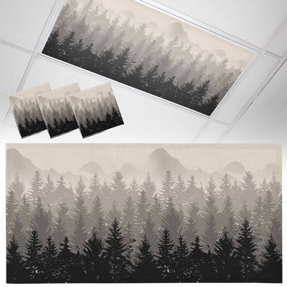 3 Pack Fall Forest Fluorescent Light Covers for Ceiling Lights Silhouette Black Geay Art Oil Painting Linen Magnetic Ceiling Light Covers Overhead Light Filters for Office Classroom Home
