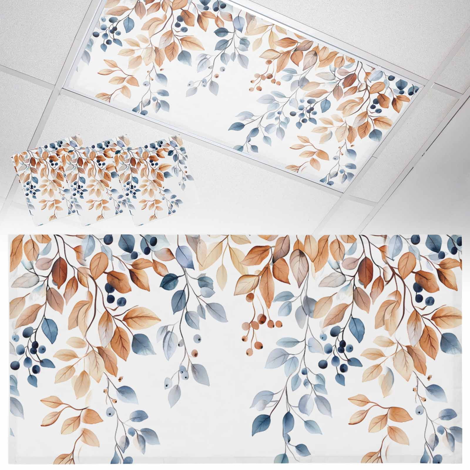 3 Pack Fall Leaf Fluorescent Light Covers for Ceiling Lights Watercolor ...