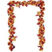 3 Pack Fall Maple Leaf Garland 6Ft/Piece Artificial Autumn Maple Leaves Hanging Foliage for Home Indoor Outdoor Fireplace Wedding Thanksgiving Party Decor