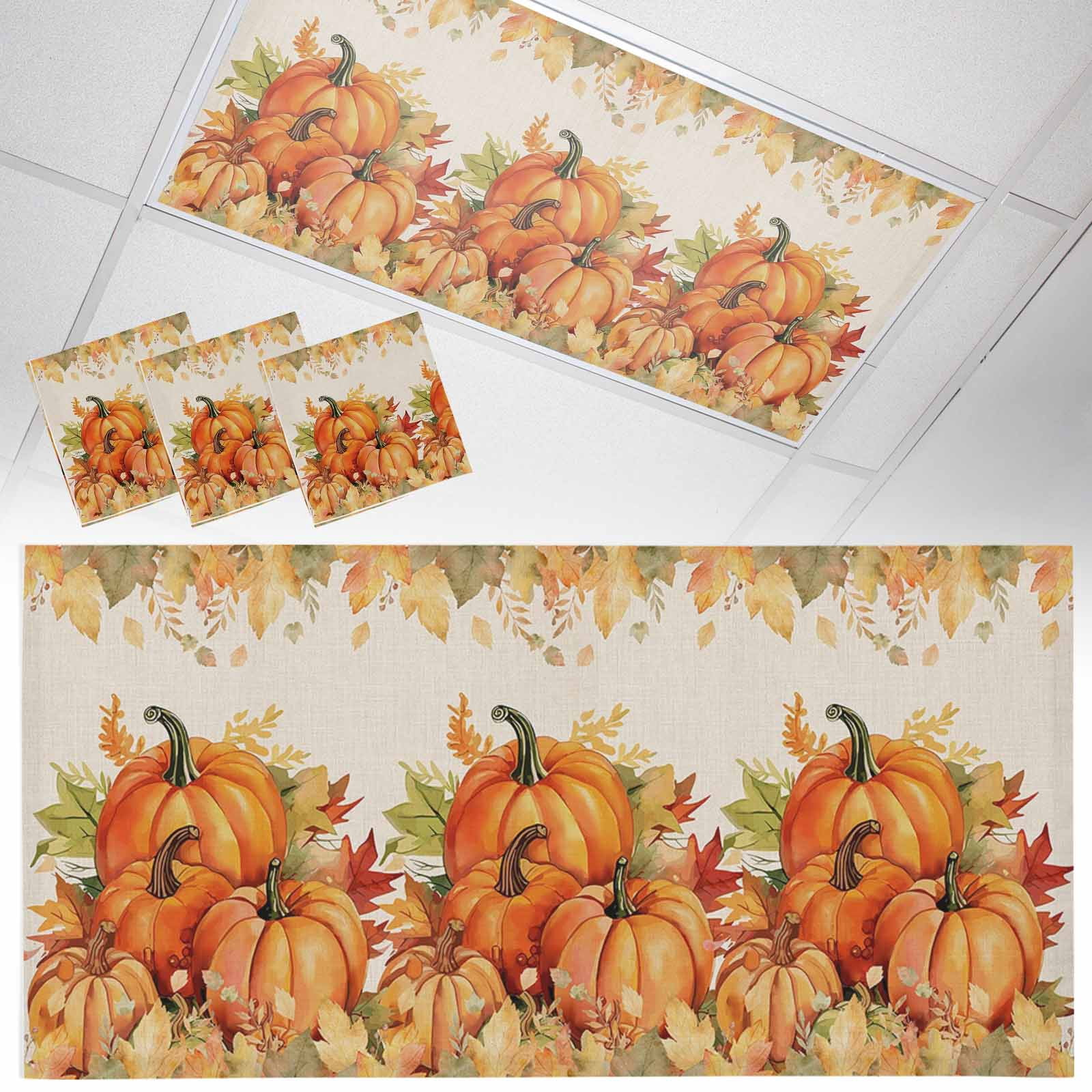 3 Pack Fall Orange Pumpkins Fluorescent Light Covers for Ceiling Lights ...