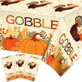 thumbnail image 1 of 3 Pack Fall Thanksgiving Tablecloths 51x87in, Turkey Gobble Pumpkin Rectangle Plastic Table Cover for Fall Thanksgiving Harvest Party Decorations, 1 of 7