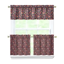 3 Pack Farmhouse Kitchen Curtains - Aesthetic Floral & Tree Pattern, Semi-Sheer Cafe Curtains with Rod Pocket for Small Windows (White, 54x18"   27.5x24")