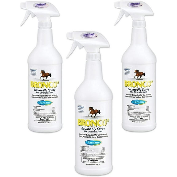 3 Pack Farnam Home and Garden Bronco Equine Spray with Citronella Scent, 32-Ounce