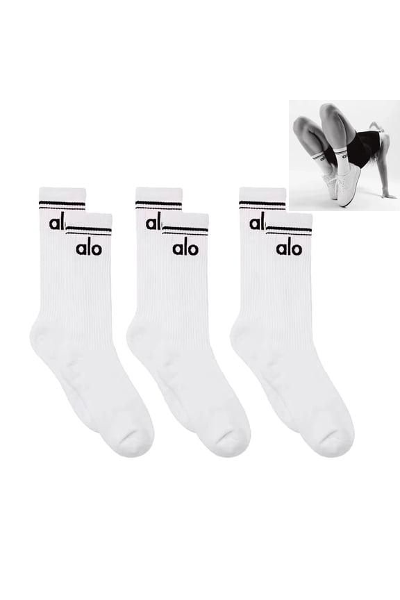 3-Pack Fashion Yoga Socks Non-Slip Towel Bottom Women's Sports Socks Mid-Calf Cotton Socks