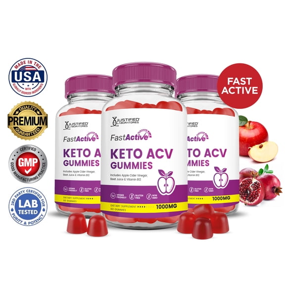 (3 Pack) Fast Active Keto ACV Gummies 1000MG Dietary Supplement 180 Gummys