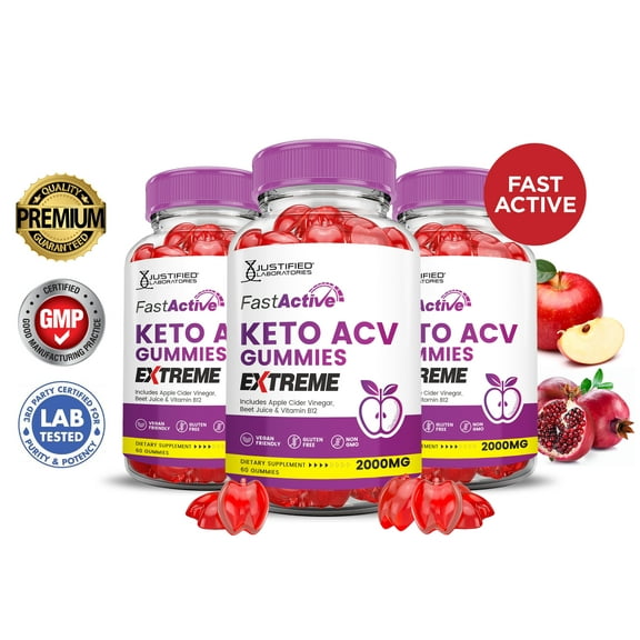 (3 Pack) Fast Active Keto Extreme ACV Gummies 2000mg Dietary Supplement 180 Gummys