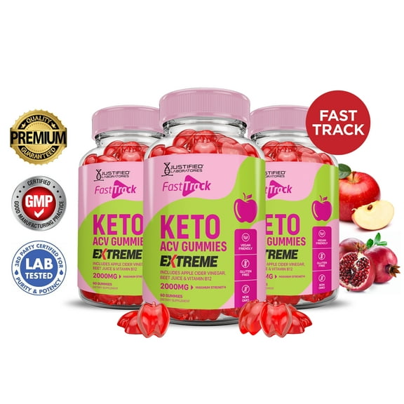 (3 Pack) Fast Track Keto Extreme ACV Gummies 2000mg Dietary Supplement 180 Gummys