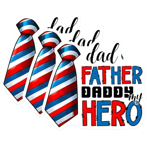 (3 Pack) Fathers Day Decals - Dad My Hero Sticker - Father Daddy Celebration - 3 Inches On Longest Side - Easy Peel & Apply - Made in USA - 3MCS6259