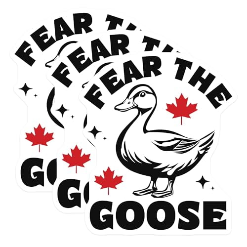 (3 Pack) Fear The Goose Decals - Funny Goose Meme - Canada Decals - 3 Inches On Longest Side - Easy Peel & Apply - Made in USA - 3MCS8743