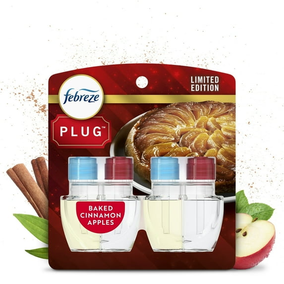 ( 3 Pack ) Febreze Plug In Air Freshener, Odor-Fighting Oil Refill, Baked Cinnamon Apples, 2 Refill