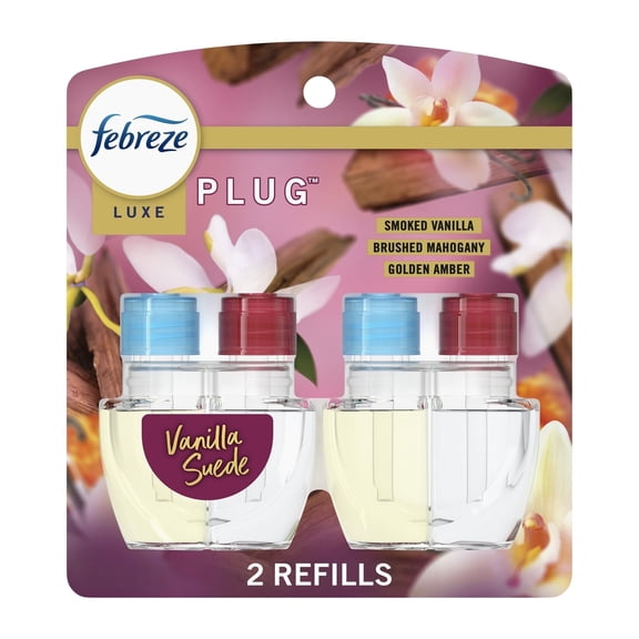 ( 3 Pack ) Febreze Plug In Air Freshener, Odor-Fighting Scented Oil Refill, Vanilla Suede Scent, 2 Refill