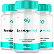 3 Pack Feedamind - Brain Boost Supplement - Dietary Supplement for Focus, Memory, Clarity, Energy - Advanced Cognitive Support Formula for Maximum Strength - 180 Capsules