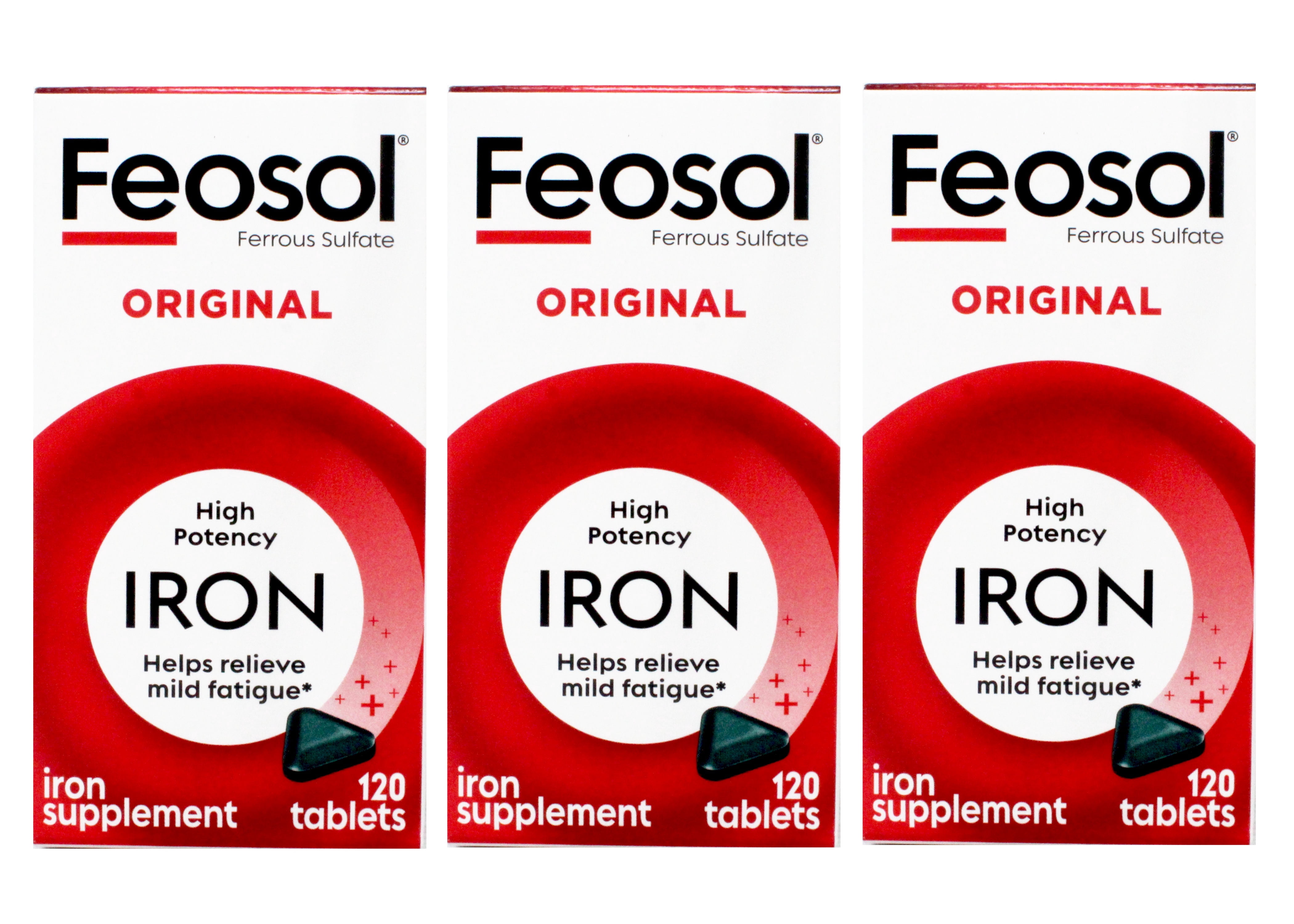 3 Pack Feosol Ferrous Sulfate Iron Tablets, Original, 120 ea
