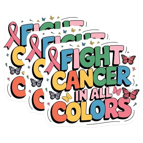 (3 Pack) Fight Cancer Decals - Ribbon Butterfly - Awareness Decal- 3 Inches On Longest Side - Easy Peel & Apply - Made in USA - 3MCS5608
