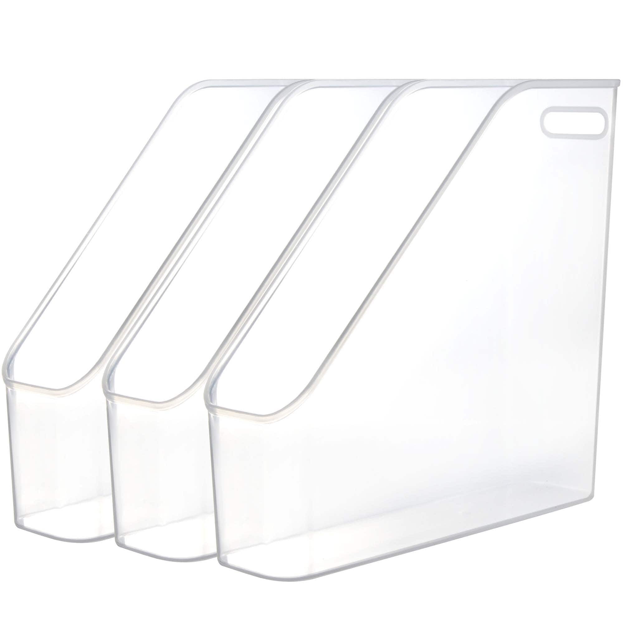 3 Pack File Folder Bin Storage, Plastic File Folder Bin Organizer with